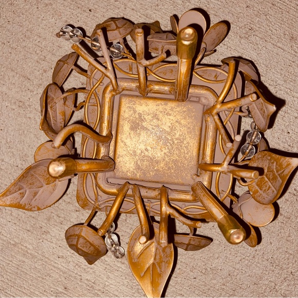 PartyLite Vintage 3+1 Candle Holder Centerpiece-Metal Leaves&Flowers, Beads&Gems - Picture 14 of 17